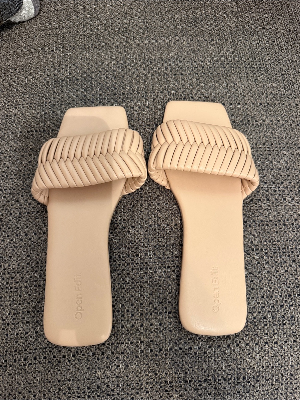 Open edit- Linx slide sandal Beige Braided Slide Sandals for Women